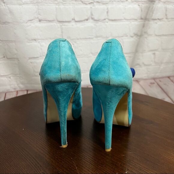 JEFFREY CAMPBELL blue suede heels.  Size 7 Vintage style GUC - Picture 8 of 11